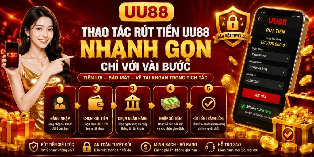 Thao tác rút tiền UU88 nhanh gọn chỉ với vài bước